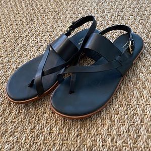 Cole Haan Black Sandals with Gold Buckles Size 7B